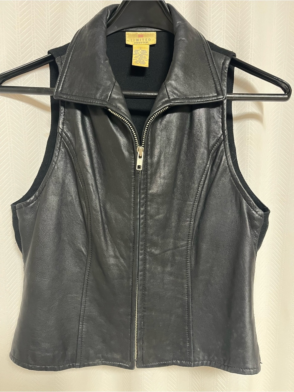 The Limited Black Leather Zip-Front Vest